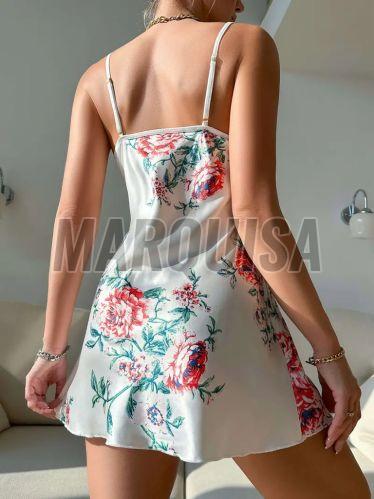 Laides White Floral Print Cami Night Dress