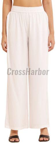 Ladies White Ankle Length Trouser Pant