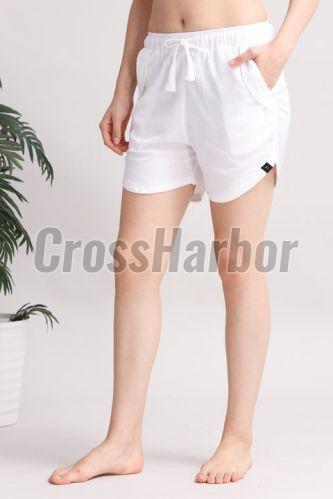 Ladies White Linen Casual Shorts