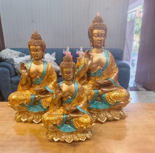 Decorative Polyresin Golden Buddha Statue Set