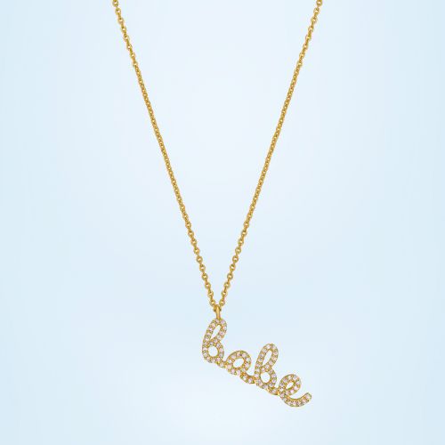 Ladies Babe Charm Gold Plated Pendant With Chain
