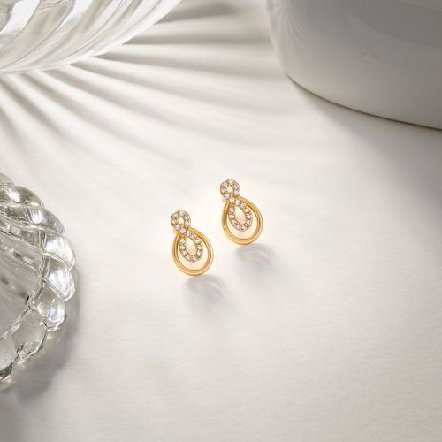 Ladies Designer Cubic Zirconia Stone Gold Plated German Silver Earrings