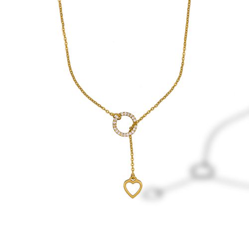 Ladies Designer Love Drop Gold Plated Pendant With Chain