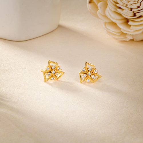Ladies Designer White Zircon Stone Starburst Earrings