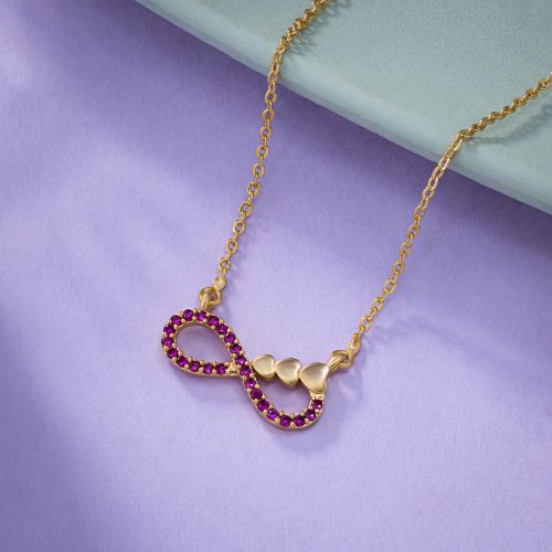 Ladies Endless Love Gold Plated Pendant With Chain
