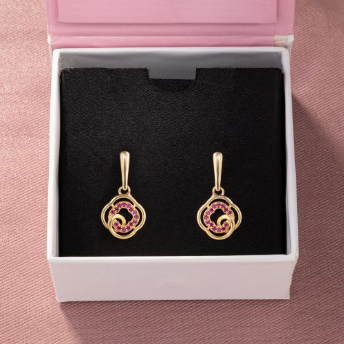 Ladies Fancy Gold Plated Pink Zircon Stone Earrings