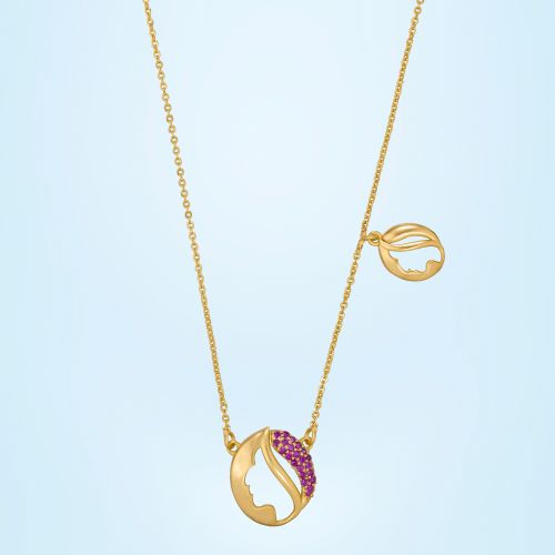 Ladies Fancy Leaf Design Gold Plated Pendant With Chain