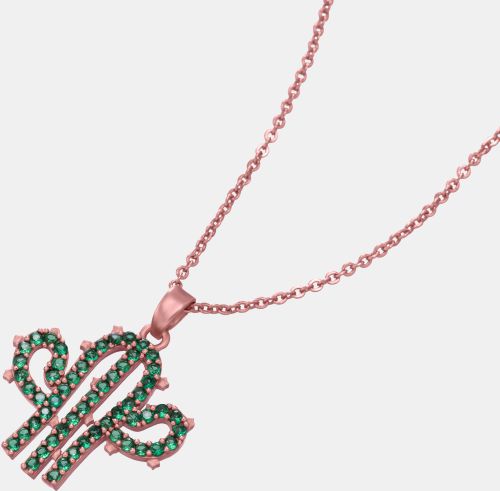 Ladies German Silver Rose Gold Plated Cactus Charm Pendant With Chain
