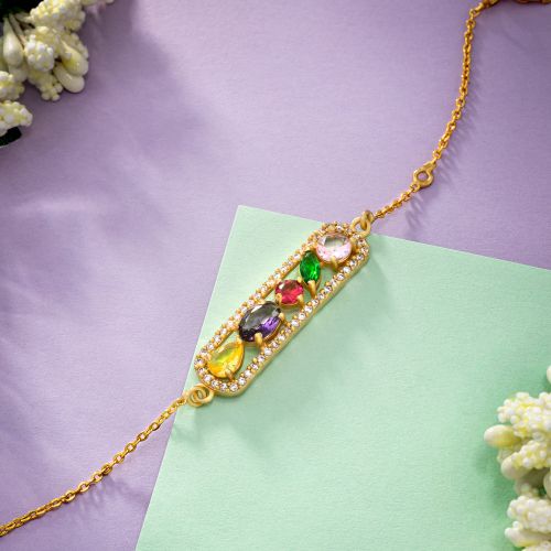 Ladies Gold Multicolor Zircon Stone Bracelet
