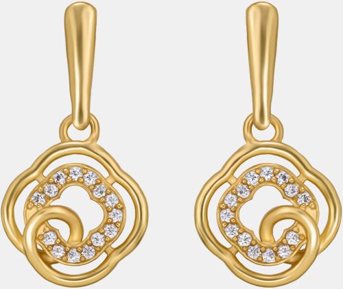 Ladies Gold Plated White Zircon Stone Earrings