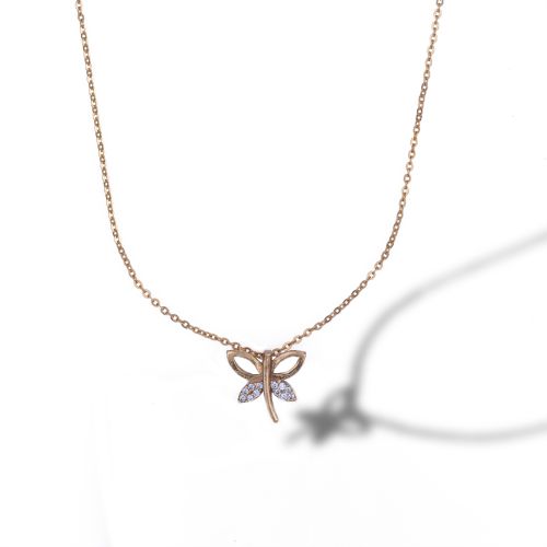 Ladies Grace Butterfly Gold Plated Pendant With Chain