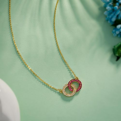 Ladies Green Eternal Unity Radiance Gold Plated Pendant With Chain