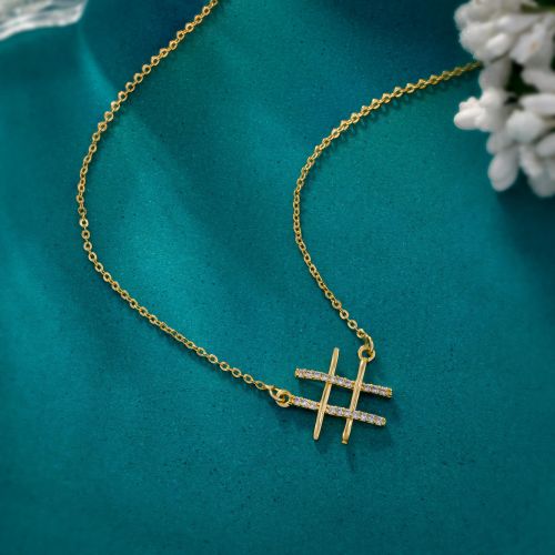 Ladies Modern Two Crossed Plated Pendant  With Chain