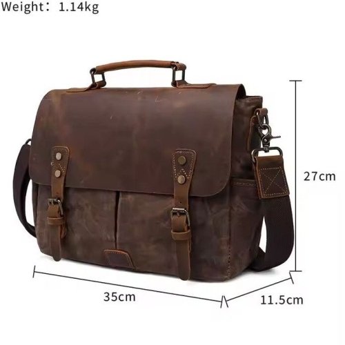 Crossbody Laptop Vintage Bag Waxed Canvas Messenger Bag for Men