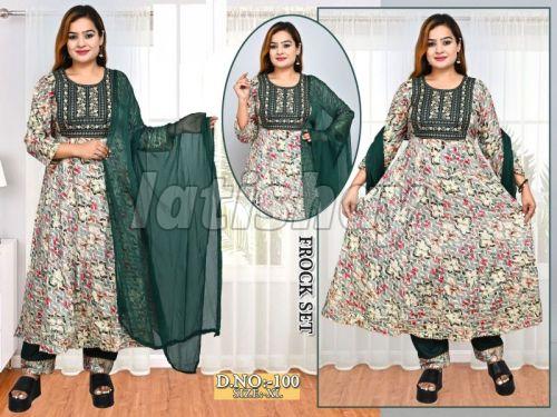 Rayon Printed Ladies 3 Piece Suit