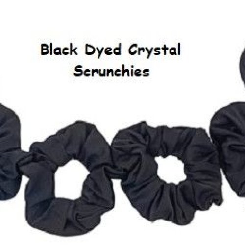 Black Dyed Crystal Hair Scrunchies-RB-151-Black