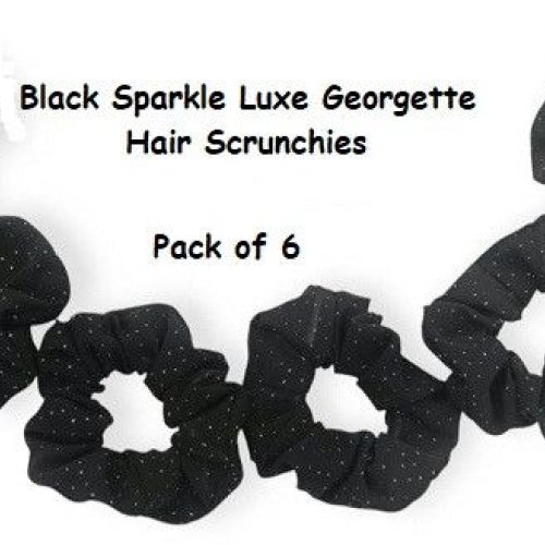 Black Sparkle Luxe Geogette Hair Scrunchies-RB-118-B