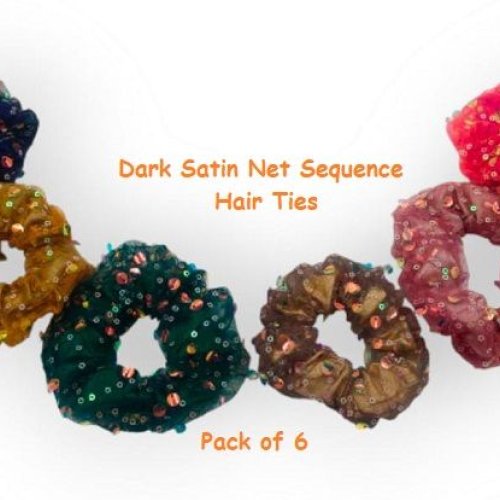 Dark Satin Net Sequence Hair Ties