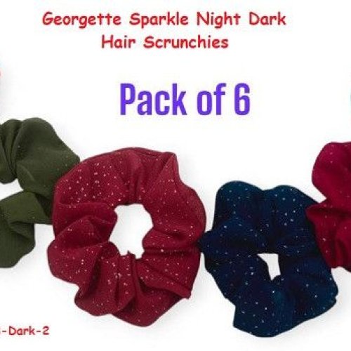 Georgette Sparkle Night Dark Hair Scrunchies-RB-118-D2