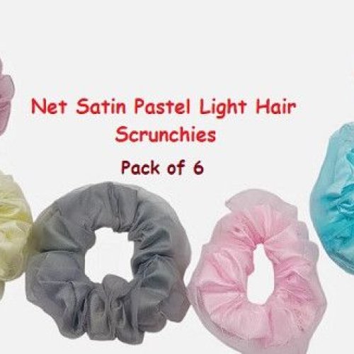 Net Satin Pastel Light Hair Scrunchies-RB-88-L