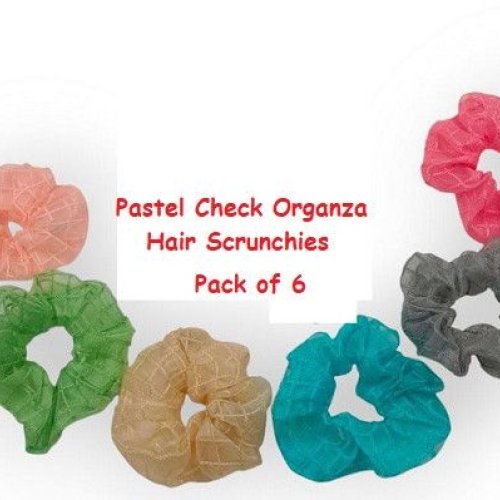 Pastel Checks Organza Hair Scrunchies-RB-114-Light
