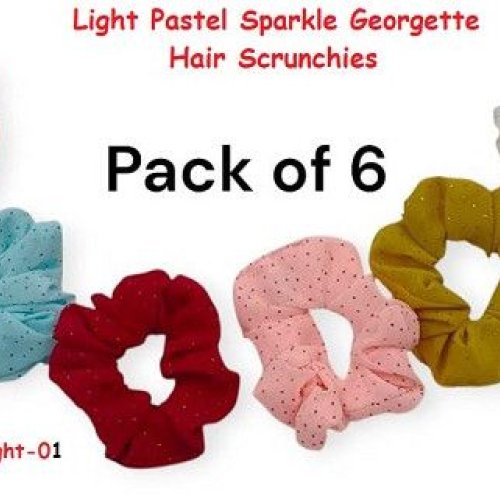 Pastel Sparkle Luxe Georgette Hair Scrunchies-RB-118-L2