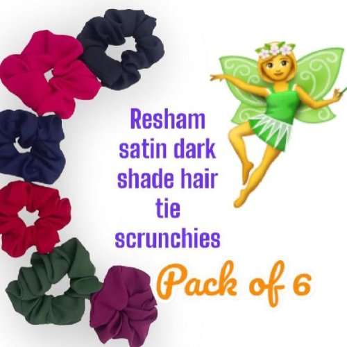 Resam Satin Dark Shade Hair Scrunchies-RB-113-Dark solid