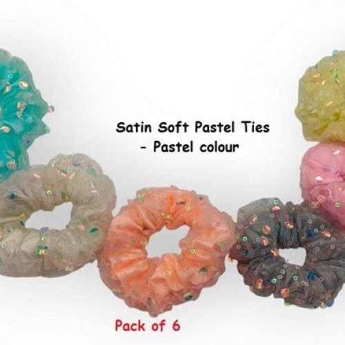 Satin Soft Pastel Hair Scrunchies-RB-95-L