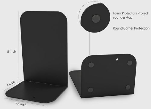 Black Powder Coated Non Slip Metal Bookend