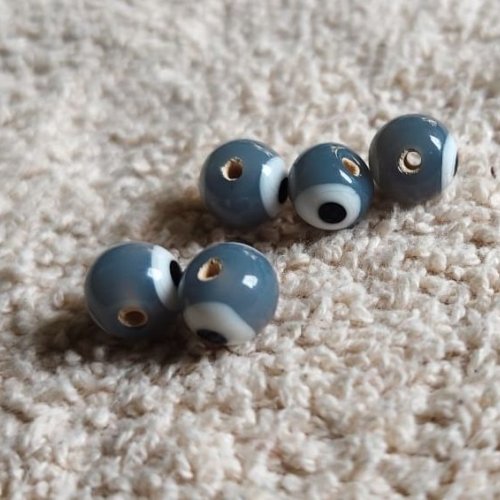 Grey Evil Eye Glass Beads