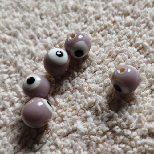 Lavender Evil Eye Glass Beads