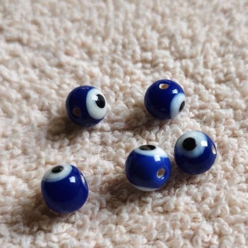 Navy Blue Evil Eye Glass Beads