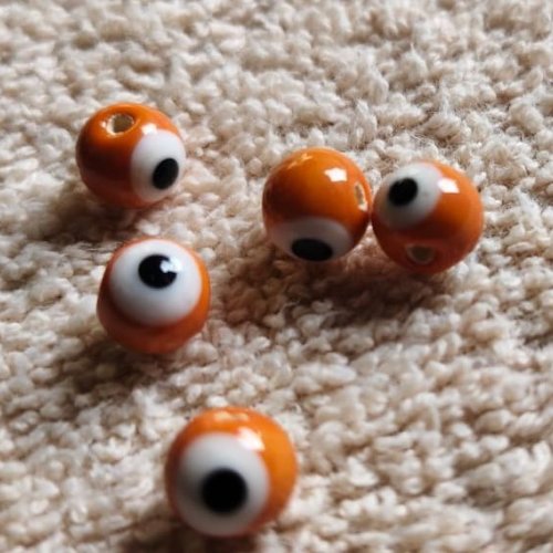Orange Evil Eye Beads
