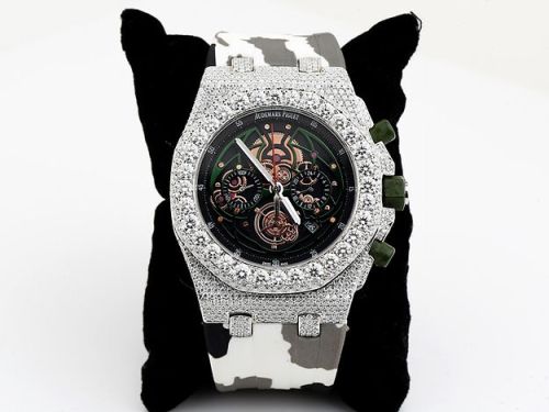 Iced Out AP Moissanite Watch With Rubber Strap