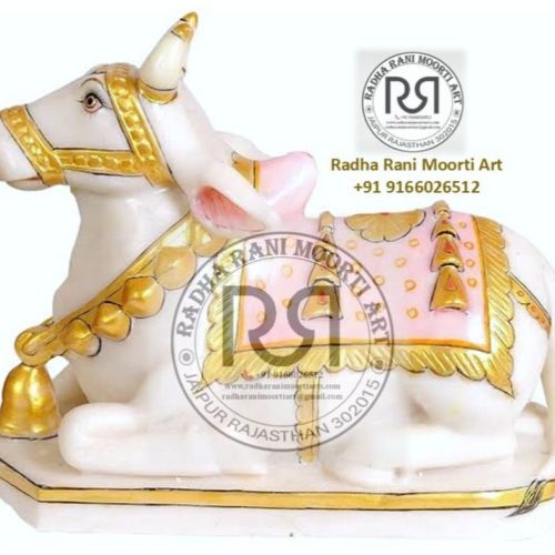 White Marble Nandi Maharaj Moorti