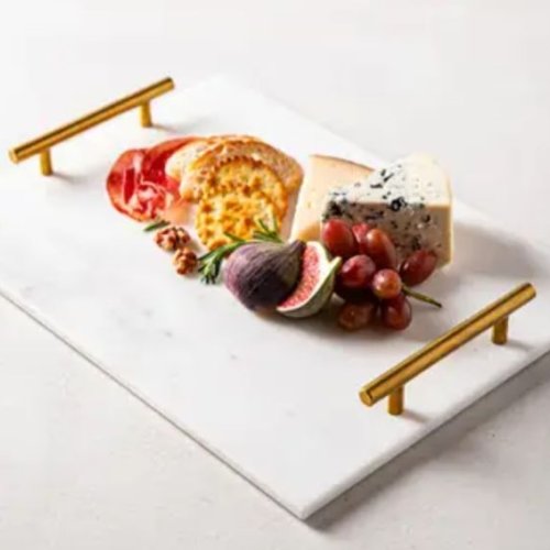 Marble &AMP; Wooden Serving Tray