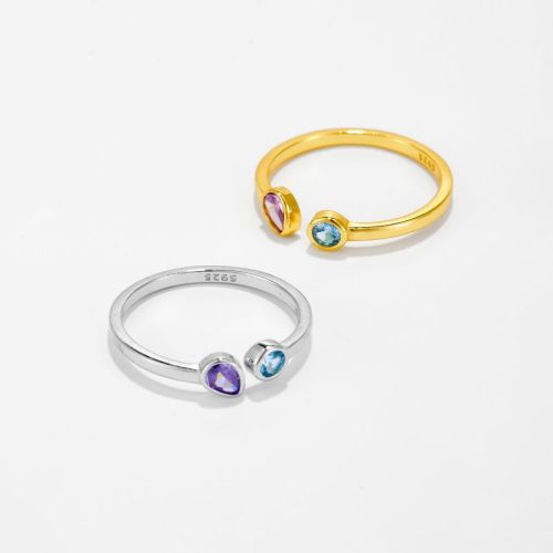 18K Gold Plated 925 Sterling Silver Zircon Open Rings