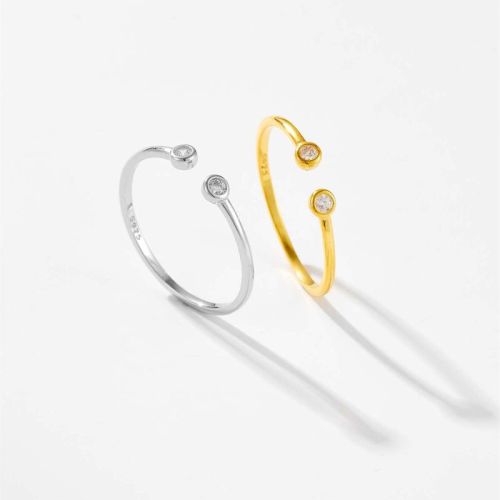 925 Sterling Silver 18K Gold Plated White Gold Plated Open Rings