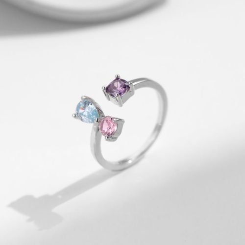 925 Sterling Silver Round Water Droplets Open Rings