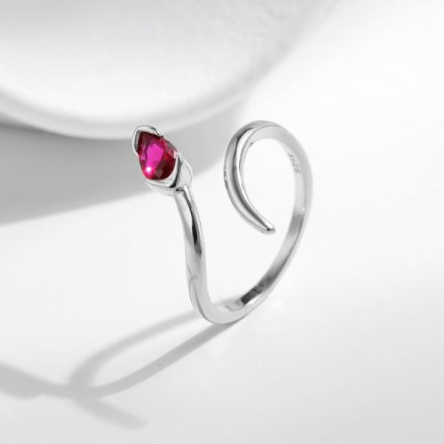 925 Sterling Silver Snake Zircon Open Rings