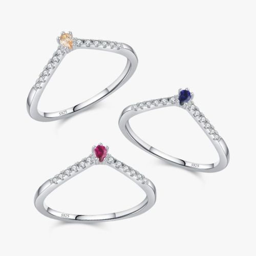 925 Sterling Silver Water Droplets Zircon Rings