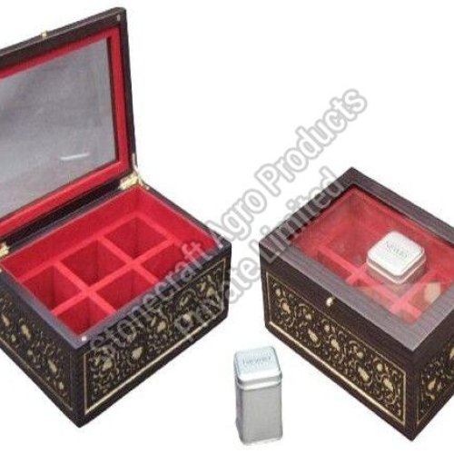 Rectangular Polished Wooden 6 Compartment Box