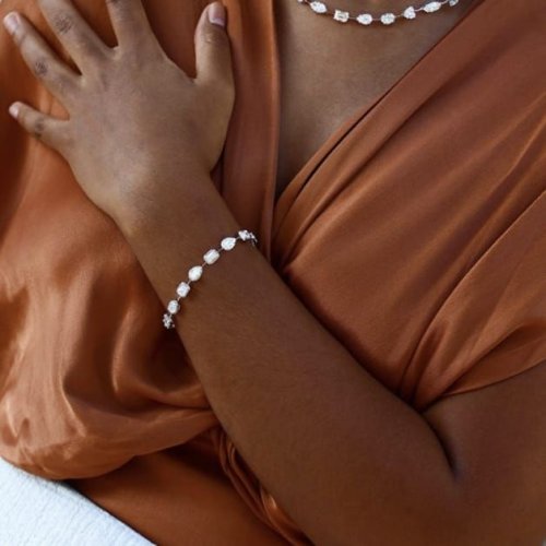 14 Carat White Gold Plated Women Moissanite Bracelet