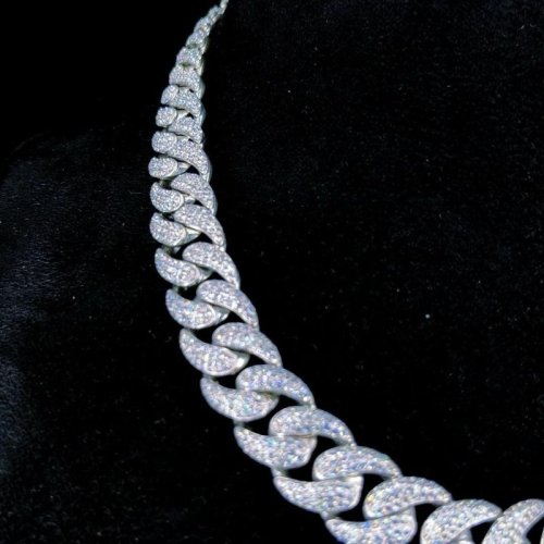 Men Sterling Silver Gold Plated Moissanite Hiphop Cuban Chain