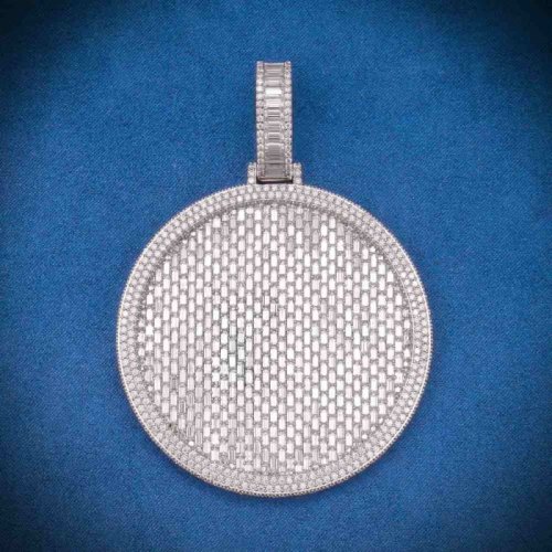 Men Baguette Cut Sterling Moissanite Pendant