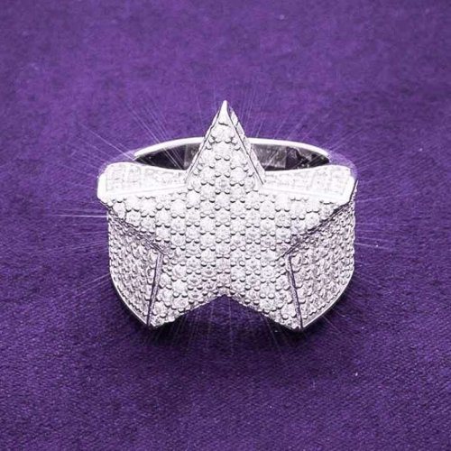 Men Hiphop Sterling Silver Moissanite Ring
