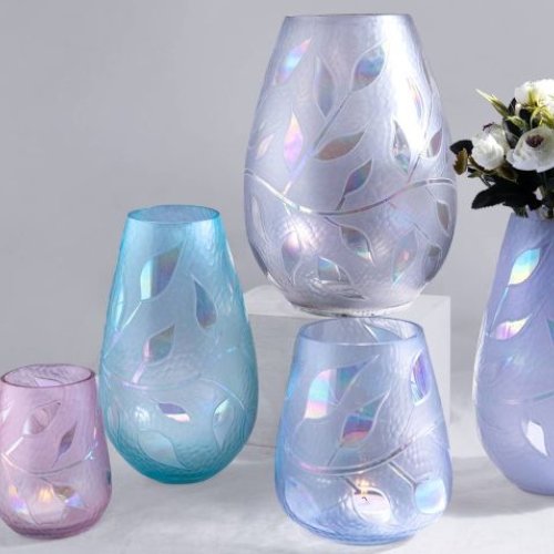 Etched Rainbow Luster Vases