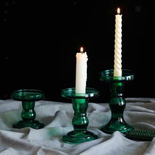 Green Solid Candle Holder