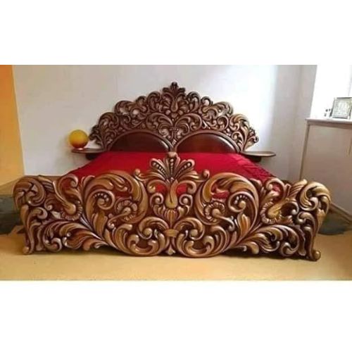 Solid Teak Wood Royal Hand Crafted Double Bed