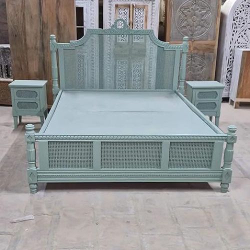 Solid Teak Wooden Handcarved King Size Bed